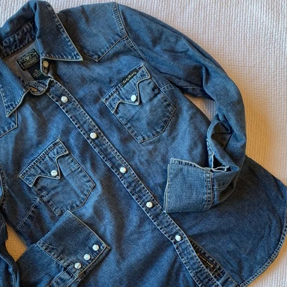 Lucky Brand Blue Denim Shirt with Snap Close - Picture 5 of 16